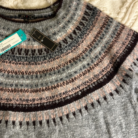 Lety & Me Gray argyle Patterned Women's knit Sweater XL - Picture 7 of 10